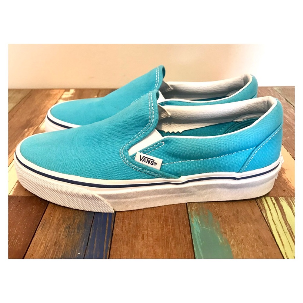 Vans teal blue classic slip on